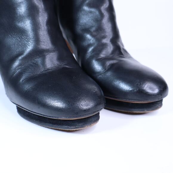 CHANEL Classic Leather Ankle Booties Black Suede Blocked Heel Women's 36.5C/US 6 - Picture 5 of 10